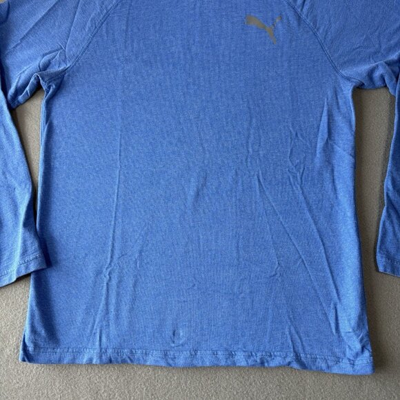 Puma Mens XL Blue Gray Logo Hoodie Pullover Long Sleeve Active Running Gymwear - Picture 3 of 16